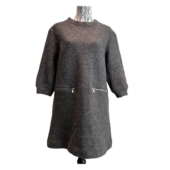 Marc by Marc Jacobs GreyDress Women’s Large gold Metallic flecks Liya Wool Shift - Picture 1 of 16